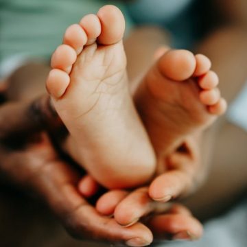 a close-up of a baby's feet